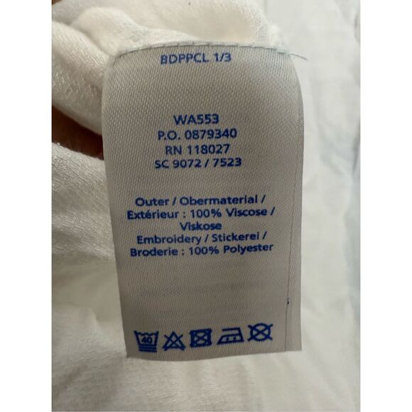 Boden Swim Cover Up Dress Embroidered Blue & White Viscose V Neck Tassel Women 6 - Picture 4 of 4